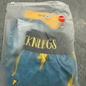CKN Legs Women's Athletic Shorts - Blue and Yellow Lightning Bolts